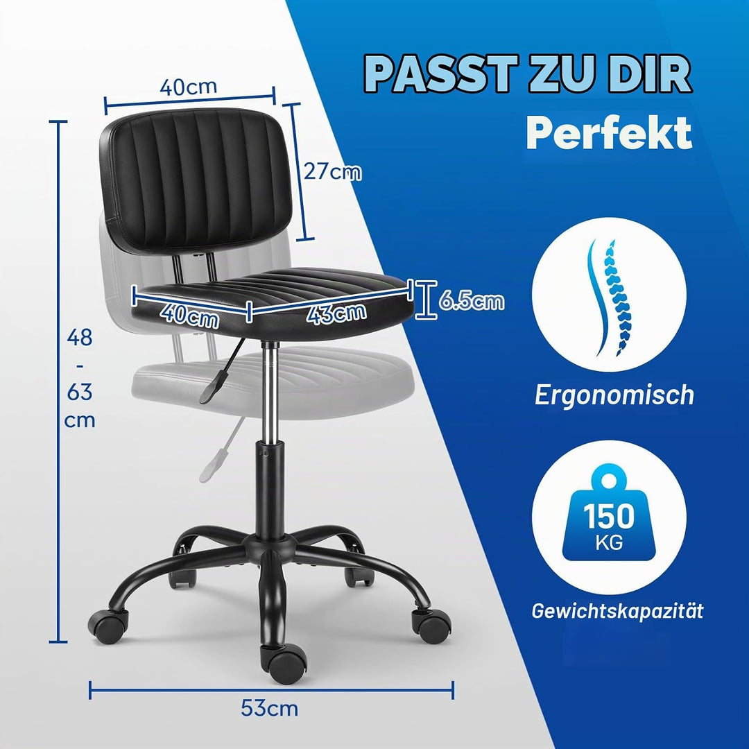 Ergonomischer Rollhocker mit Rückenlehne Arbeitshocker Drehhocker Rollhocker 360° drehbar Höhenverst