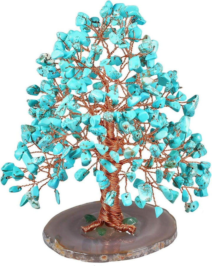 KYEYGWO Geld Baum auf Achat Basis Bonsai Skulptur Figur für Glück Reichtum Gesundheit 5"-5,9" hoch g