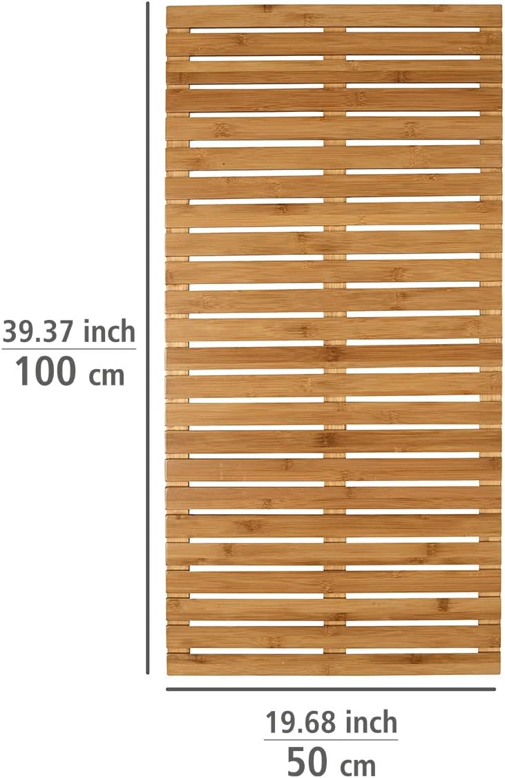 WENKO Baderost Bambus 100 x 50 cm, rutschfeste Badewannenmatte Antirutschmatte Mod. Indoor u. Outdoo