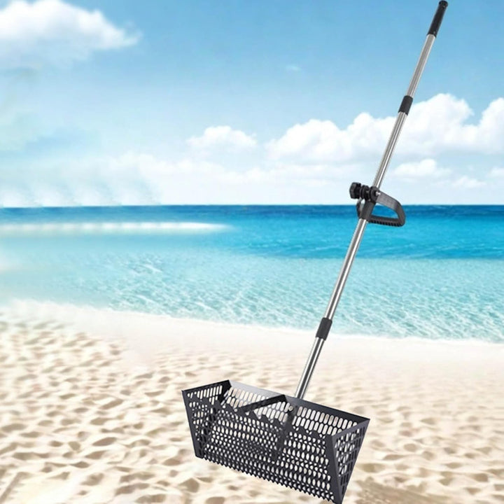 Sandflohharke 55,5 Zoll Kohlenstoffstahl Sandrake Sandsieb Siebschaufel Erdsieb Gartensieb mit Stump