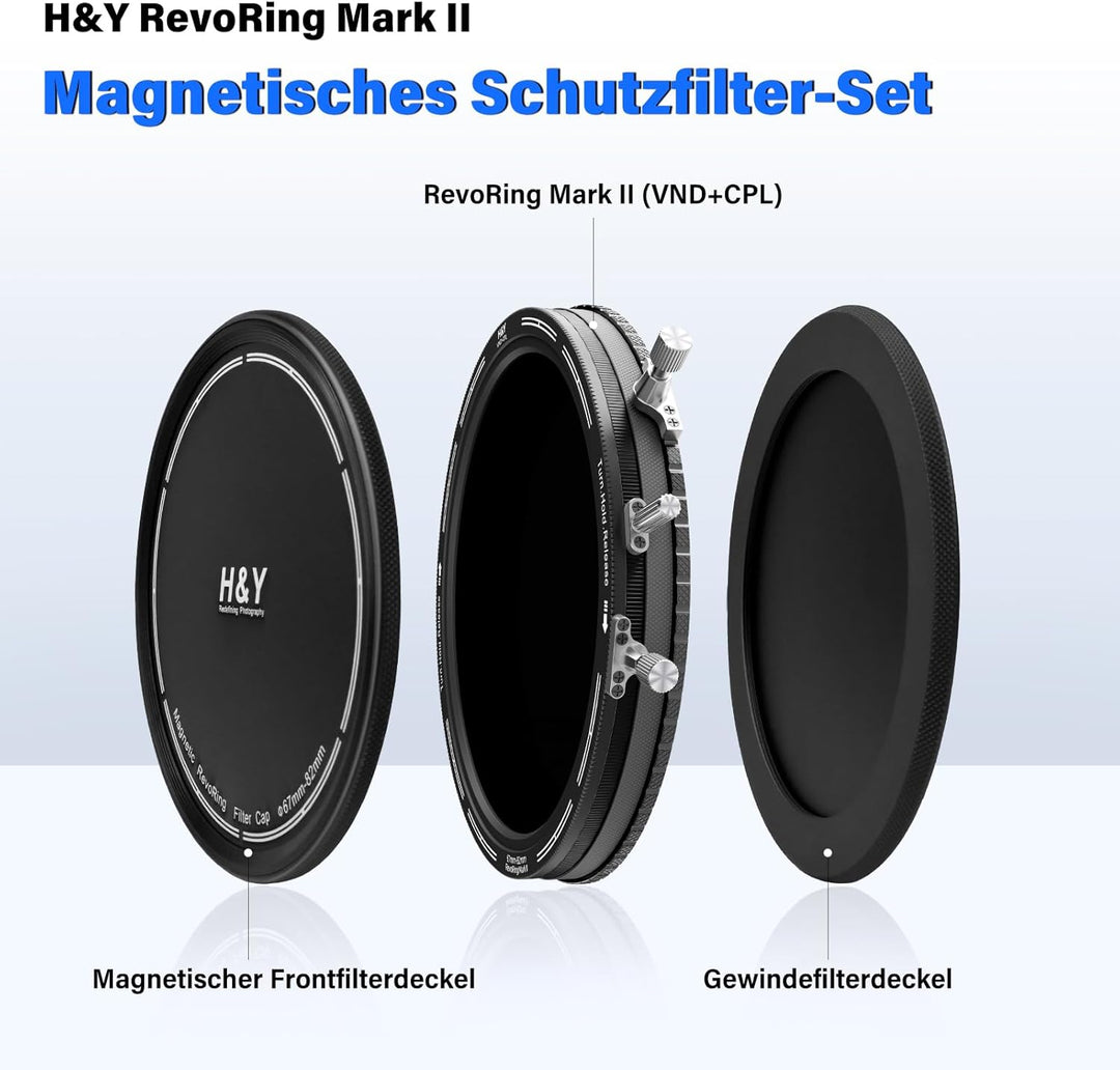 H&Y RevoRing Mark II 3-in-1 Filterset 58–77 mm mit einstellbarem variablem ND3-1000- und CPL-Polaris