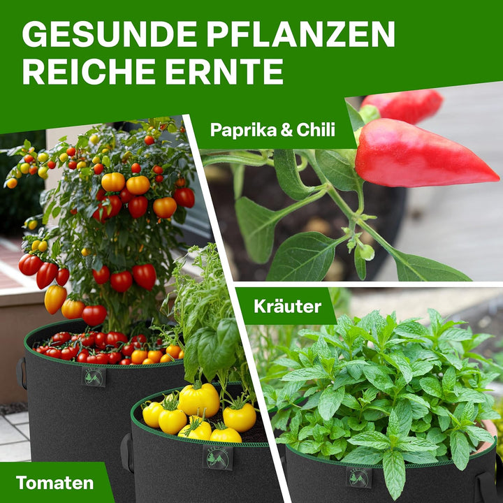 TTL GARDEN 10x 22L Pflanzsack aus Vlies Stoff - aus 300 g/m² Filz &amp; Vlies - | 10er Set 20L +10% = 22