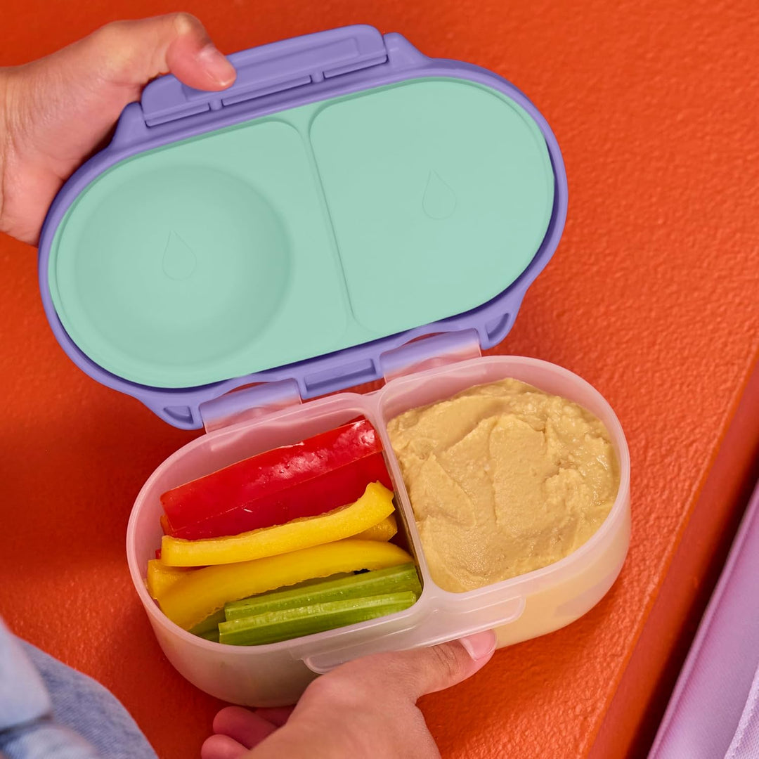 b.box 2er-Pack Bento-Snackbox | Auslaufsicherer Lebensmittelbehälter mit zwei Fächern und Deckel | I
