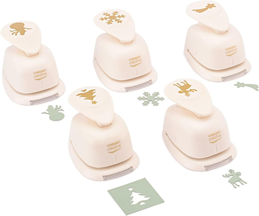 Vaessen Creative Stanzer Set - Motivstanzer - Weihnachten - 5 Stück - Tonpapier und Bastelmaterial b