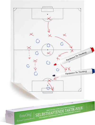 EASYCLING Magique Taktiktafel Fussball Selbsthaftend - Statische Taktikfolie Fussball mit 25 Blatt &