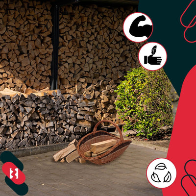 KOTARBAU® Weidenkorb für Kaminholz Holzkorb für Kaminholz Weide mit Henkel Kaminholzkorb Weide Holzk