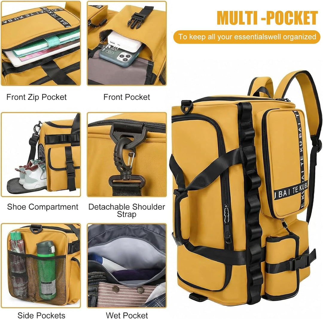 Sporttasche Reisetasche für Damen und Herren, Gross 65L Sporttaschen mit Schuhfach &amp; Nassfach, Large