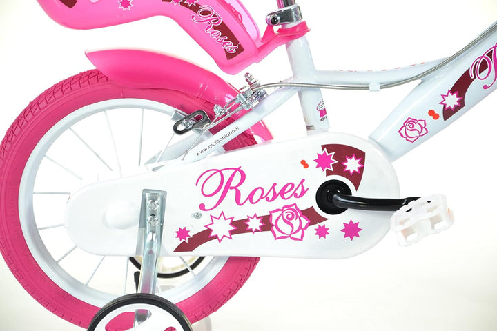 SCH Girls Bicycle Roses Children's Bicycle 14" (4-6 years) Weiss, 14" (4-6 years) Weiss