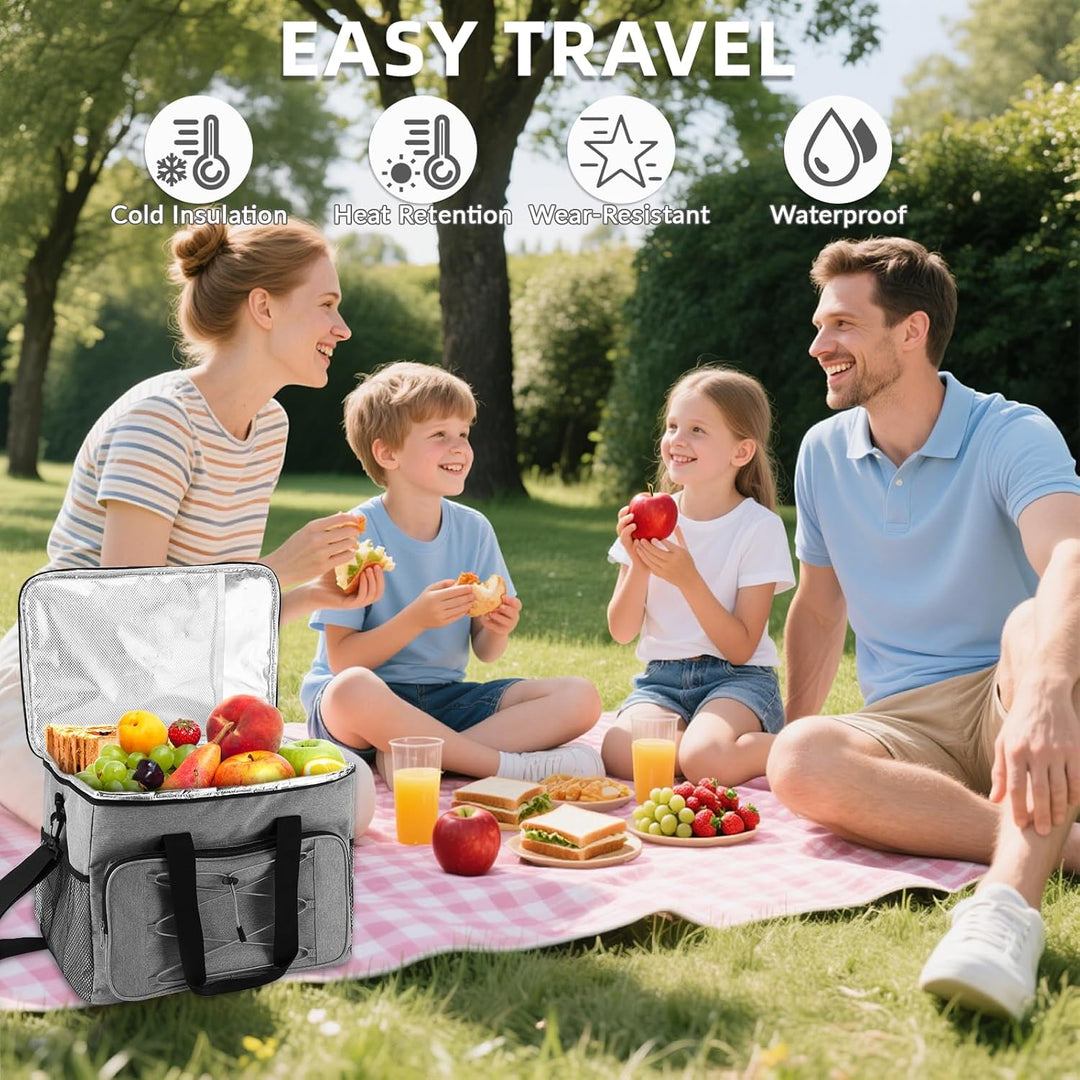 30L Kühltasche, Kühlbox, Isoliertasche, Picknicktasche für Essen und Getränke, Faltbar Wasserdicht O