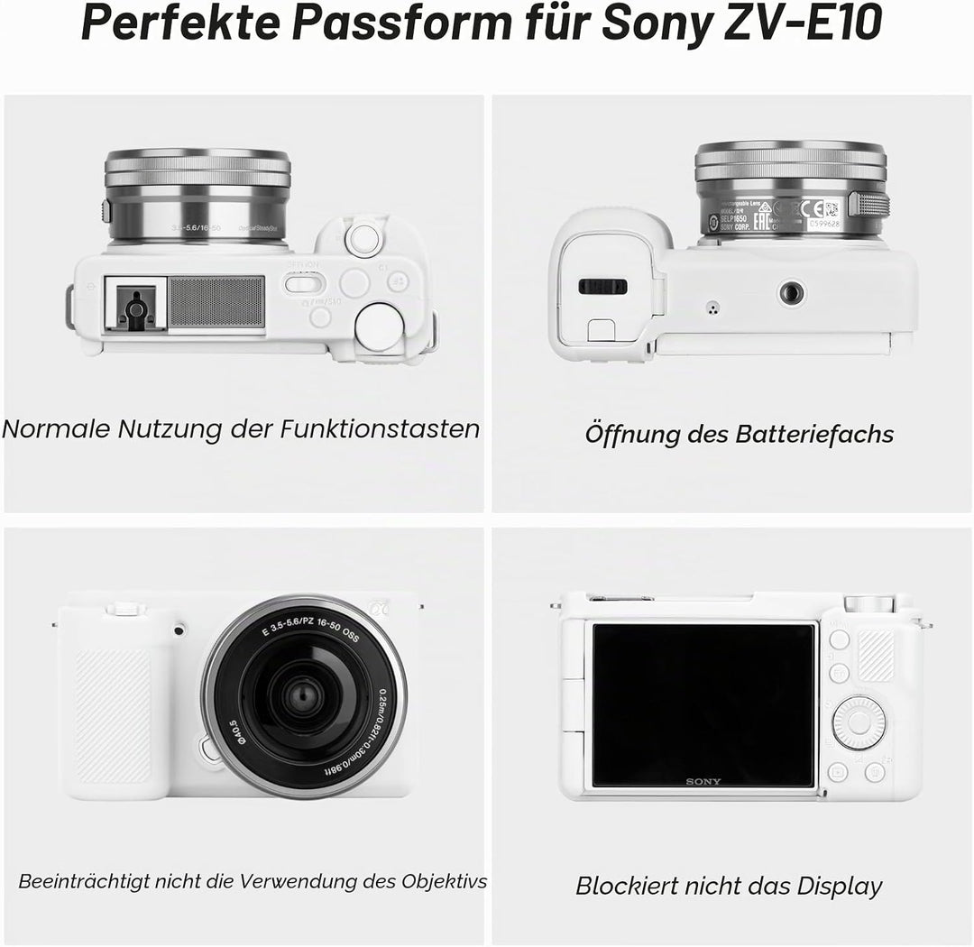 Rieibi ZVE10 Hülle, Weiche Silikon Schutzhülle für Sony ZV-E10 ZVE10 Kamera weiss, weiß