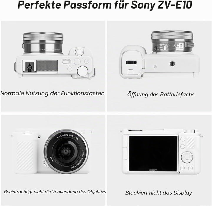Rieibi ZVE10 Hülle, Weiche Silikon Schutzhülle für Sony ZV-E10 ZVE10 Kamera weiss, weiß