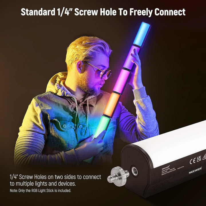 NEEWER 2 Pack magnetische Handlicht Stab, 360° Full RGB Mini LED Video Licht Stick mit 2500mAh Akku,
