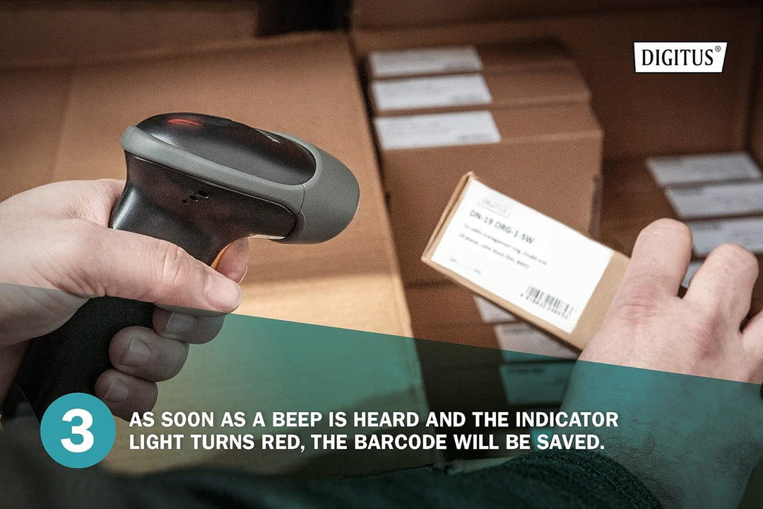 DIGITUS DA-81003 – 2D Barcodescanner mit Bluetooth – IP54 – 2000 mAh Akku – Reichweite: max. 12 m –