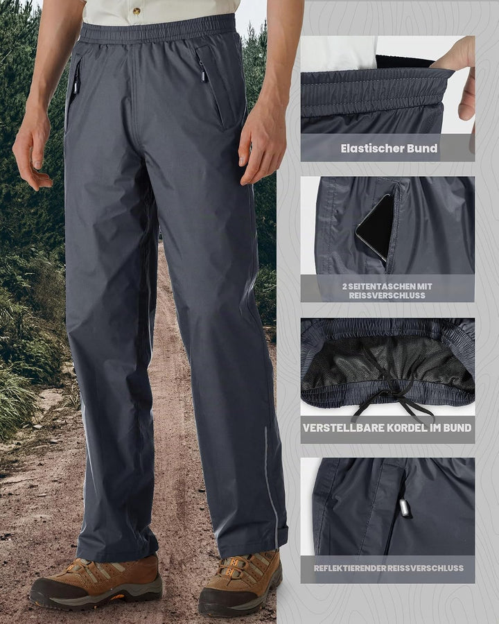 Outdoor Ventures Herren Regenhose Fahrrad Wasserdicht Atmungsaktiv Überziehhose Winddicht Outdoorhos