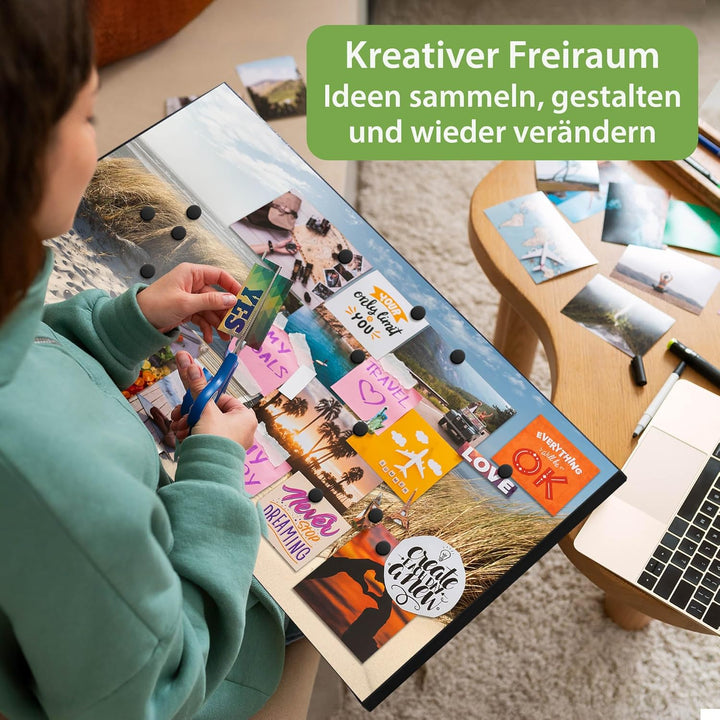banjado Magnettafel schwarz 78 x 37cm / Magnetwand Metall/Magnetpinnwand als Memoboard/Pinnwand Magn