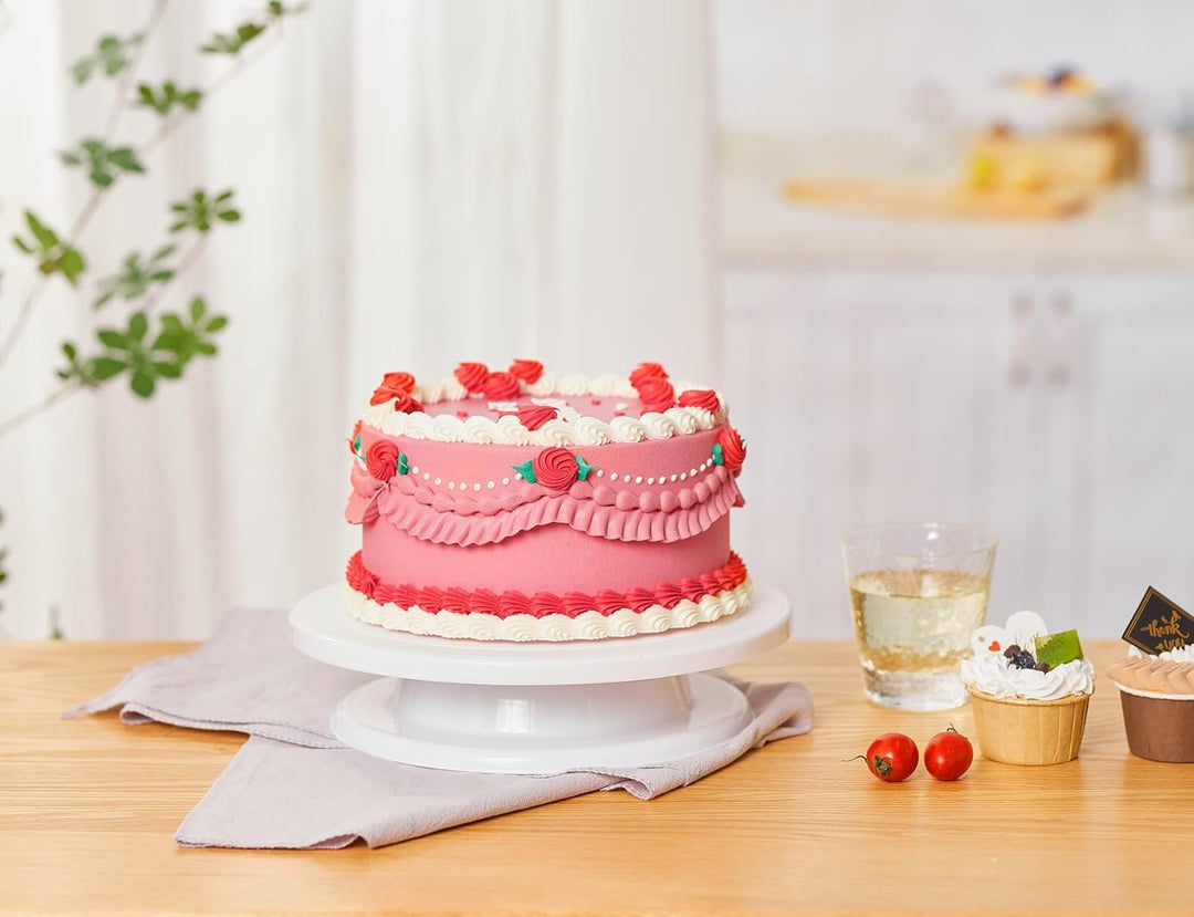 Comforty Tortenplatte Drehbar 28 cm Weiss, Drehteller Torte für Kuchen Tortenplatte Drehbar Weiss, T