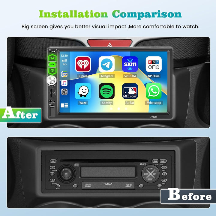 Hikity Autoradio 1 Din Wired Carplay Android Auto mit Bluetooth Freisprecheinrichtung Bildschirm, 7