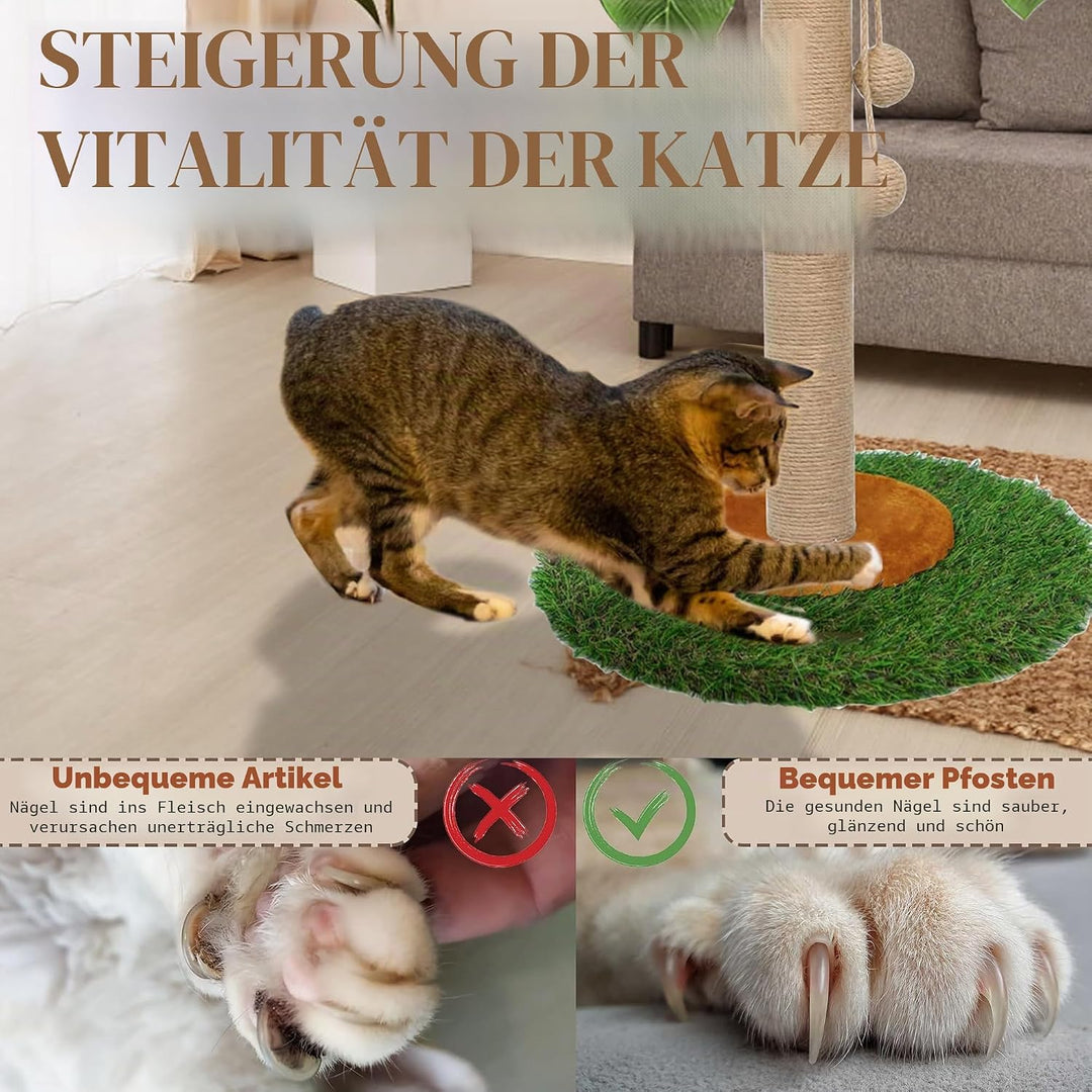 HOMYHANDS Kratzbaum für Indoor-Katzen und Kätzchen, 60 cm hoch, Katzenkratzbaum mit Sisalseil, Palme