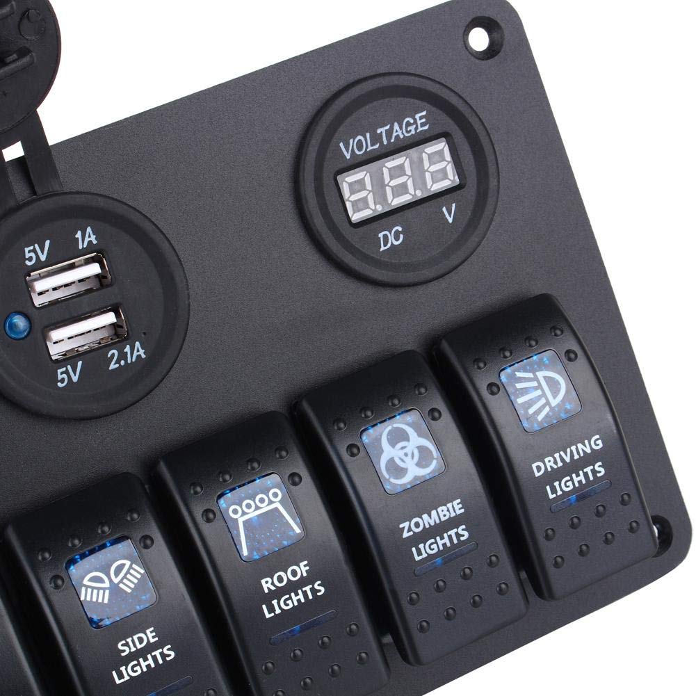 Wasserdichtes Marine-Panel mit 6 Tasten, wasserdicht, LED-Kippschalter, 12-24 V, für Auto, Wohnmobil