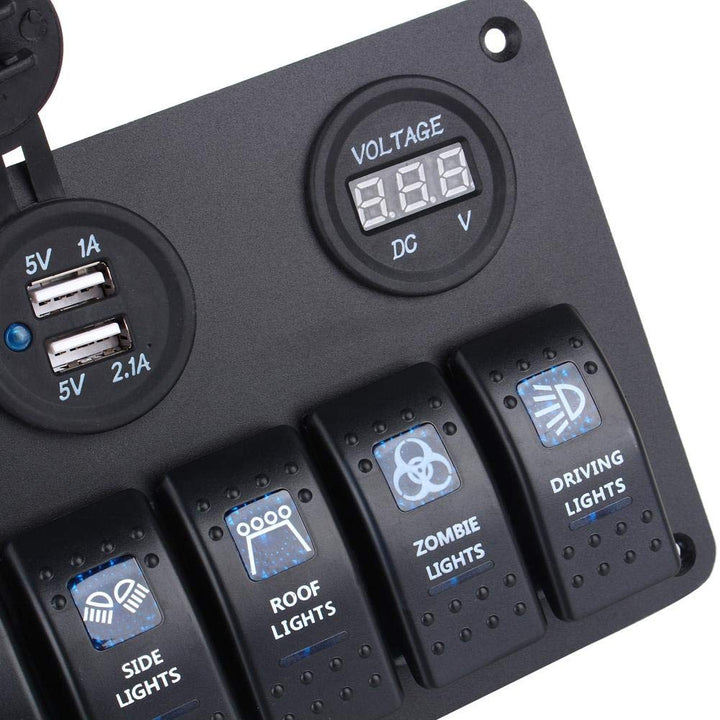 Wasserdichtes Marine-Panel mit 6 Tasten, wasserdicht, LED-Kippschalter, 12-24 V, für Auto, Wohnmobil