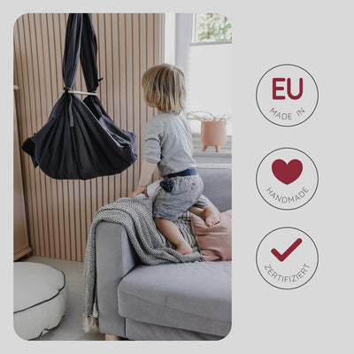 HOBEA-Germany Federwiege für Babys Babyfederwiege Babyhängematte Hängewiege Komplettset (grau) Feder