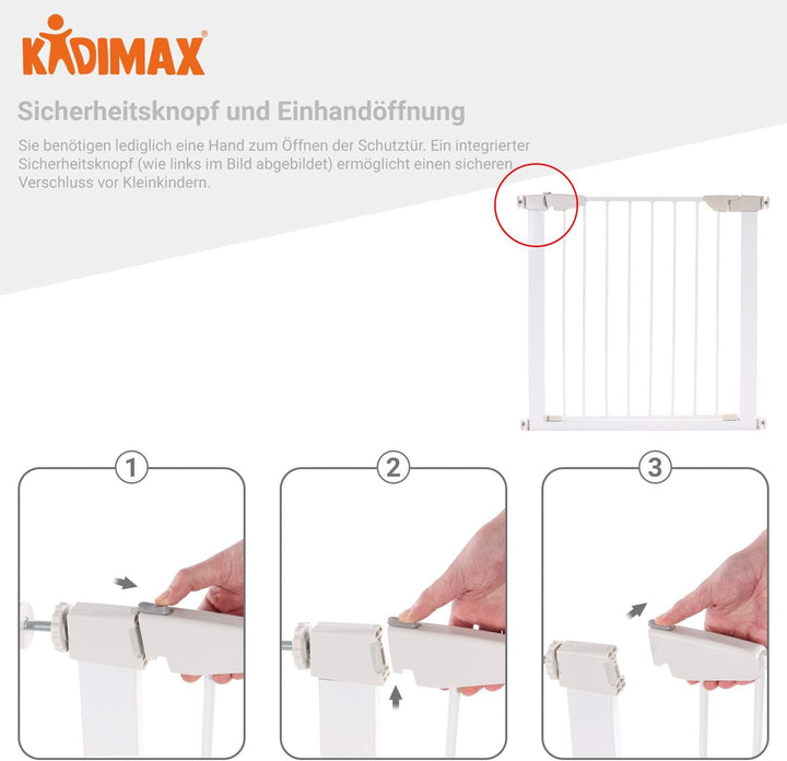 KIDIMAX Treppenschutzgitter 75-104 cm, ohne Bohren, Türschutzgitter für Kinder, Hunde und Katzen, mi