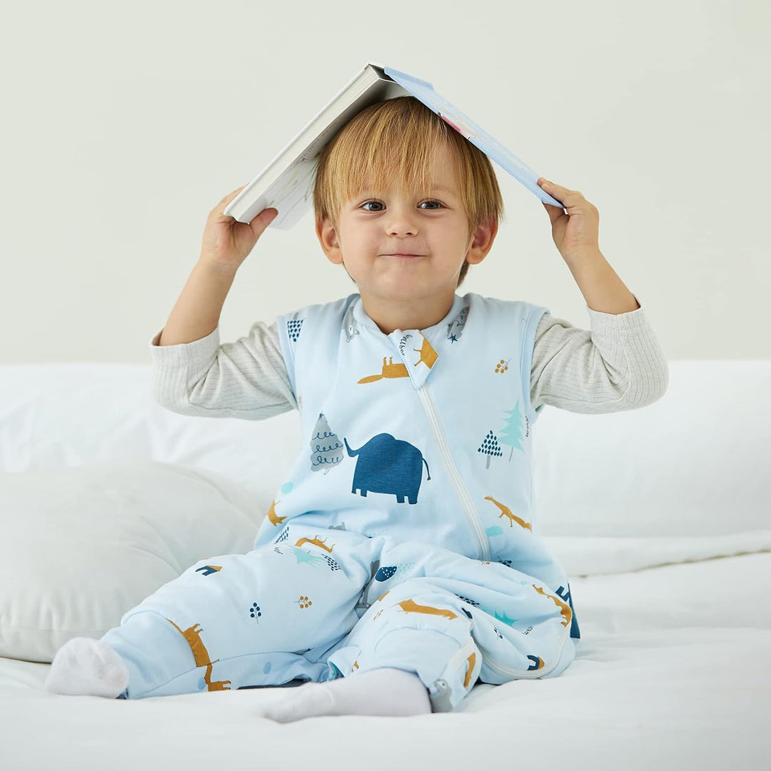 Duomiaomiao Baby Schlafsack mit füssen, Winter mit füssen,100% Baumwolle, 2.5 Tog Baby Jungen mit Sc