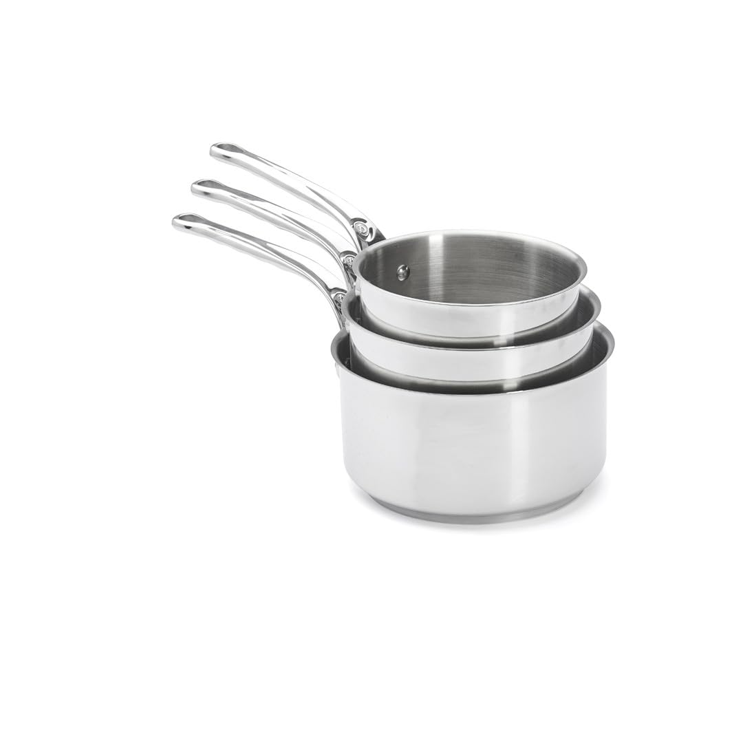 De Buyer 3 Stielkasserollen, Edelstahl, Silber, 16 cm, 3-Einheiten