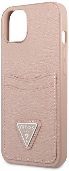 Guess GUHCP13MPSATPP Hülle für iPhone 13 6,1" rosa hardcase SaffianoTriangle Logo Cardslot