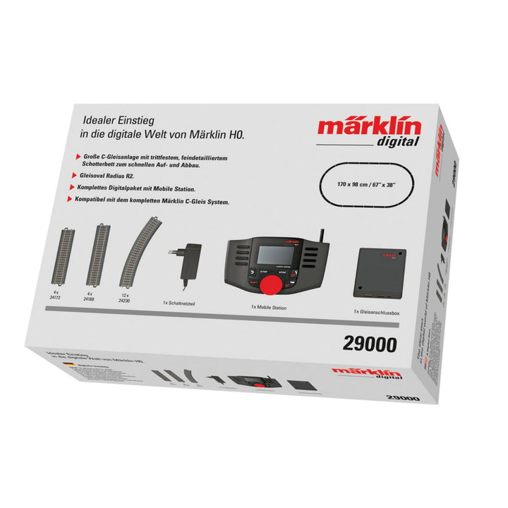Märklin 29000 - Digital-Startpackung, Spur H0, Startset mit C-Gleis Schienen und Mobile Station Sing
