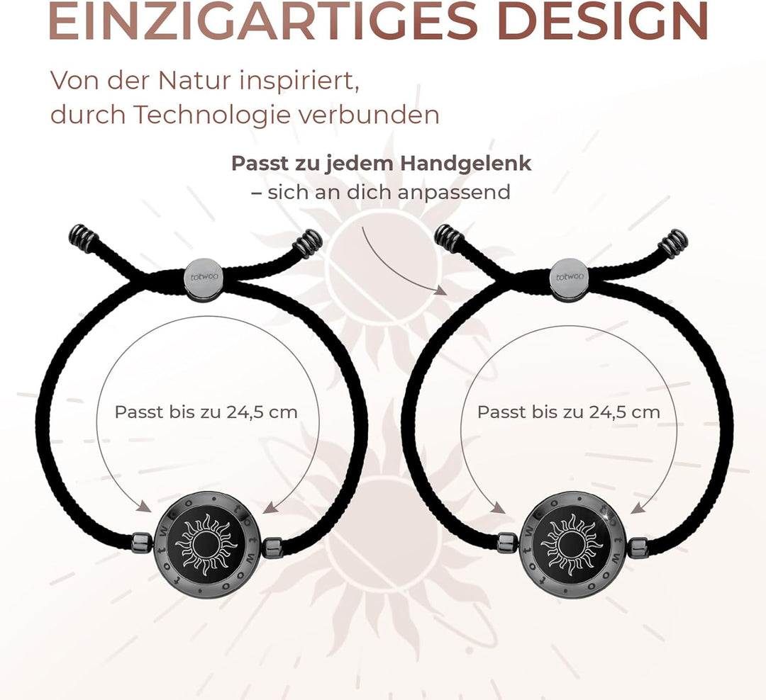TOTWOO Partnerarmband für Paare - Bluetooth Armband mit Liebesalarm: Vibriert & Leuchtet bei Berühru