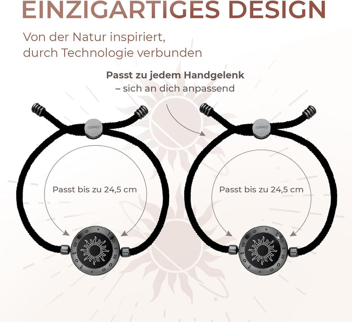 TOTWOO Partnerarmband für Paare - Bluetooth Armband mit Liebesalarm: Vibriert & Leuchtet bei Berühru