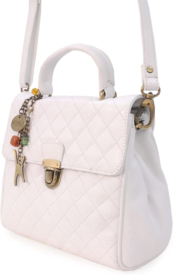 Catwalk Collection Handbags - Gesteppte Leder - Handtasche/Schultasche/Henkeltasche - Handtasche mit