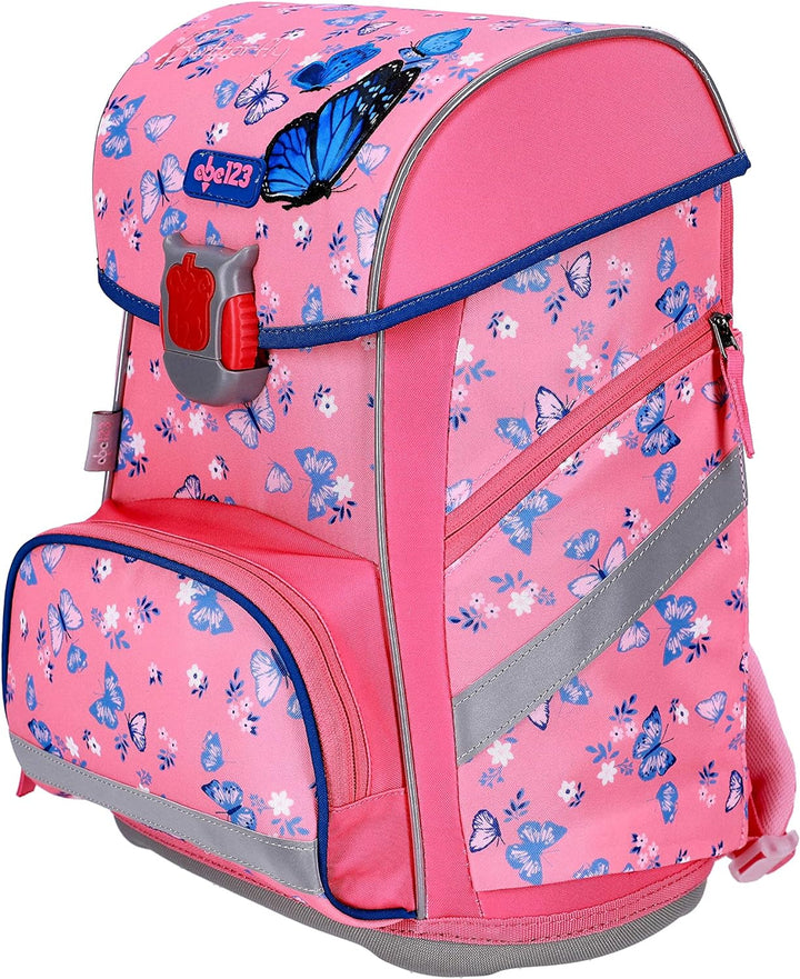 SCOOLSTAR Schulranzen Schmetterling für Mädchen| Tornister Schulrucksack Schultasche für Grundschule