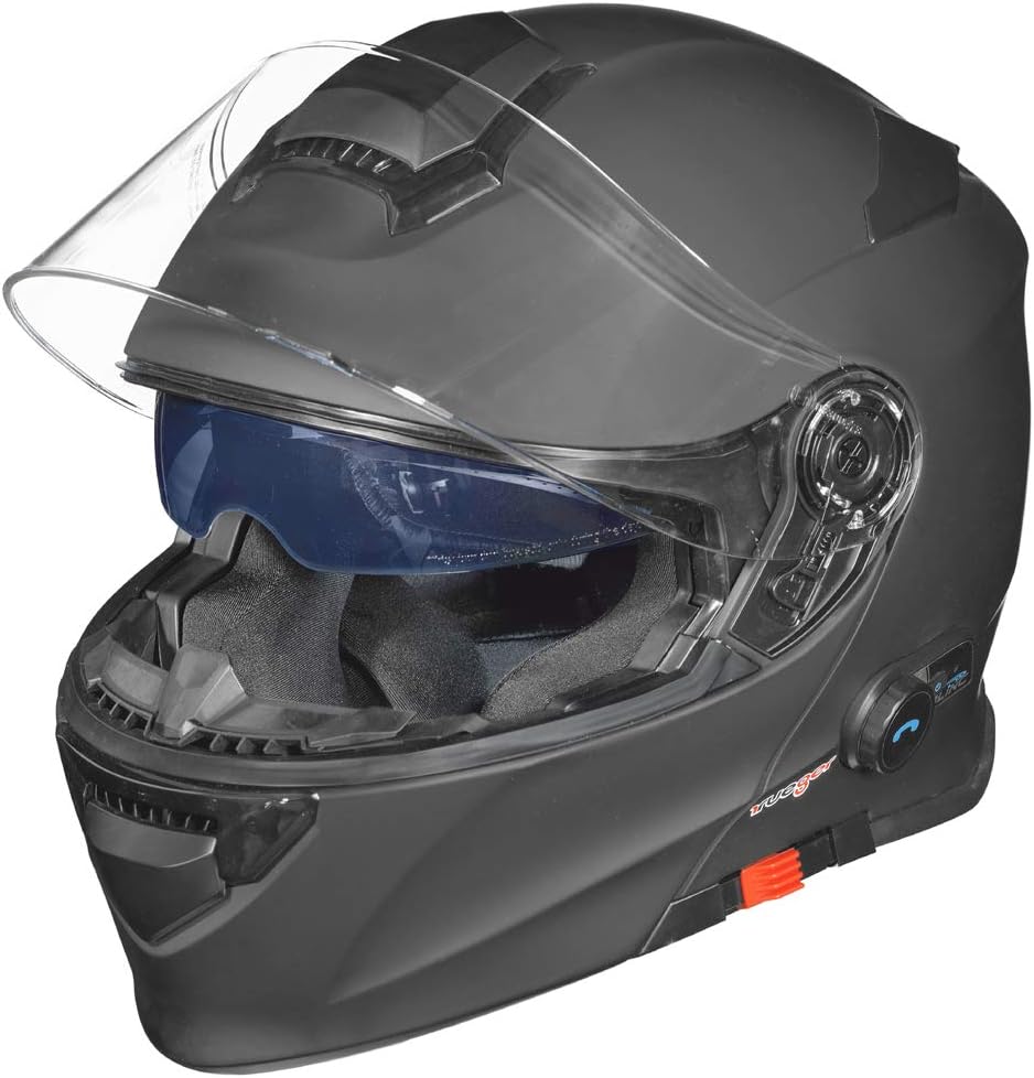 RS-983 Bluetooth Klapphelm Motorradhelm Conzept Motorrad Modular Helm rueger Schwarz Matt S (55-56),