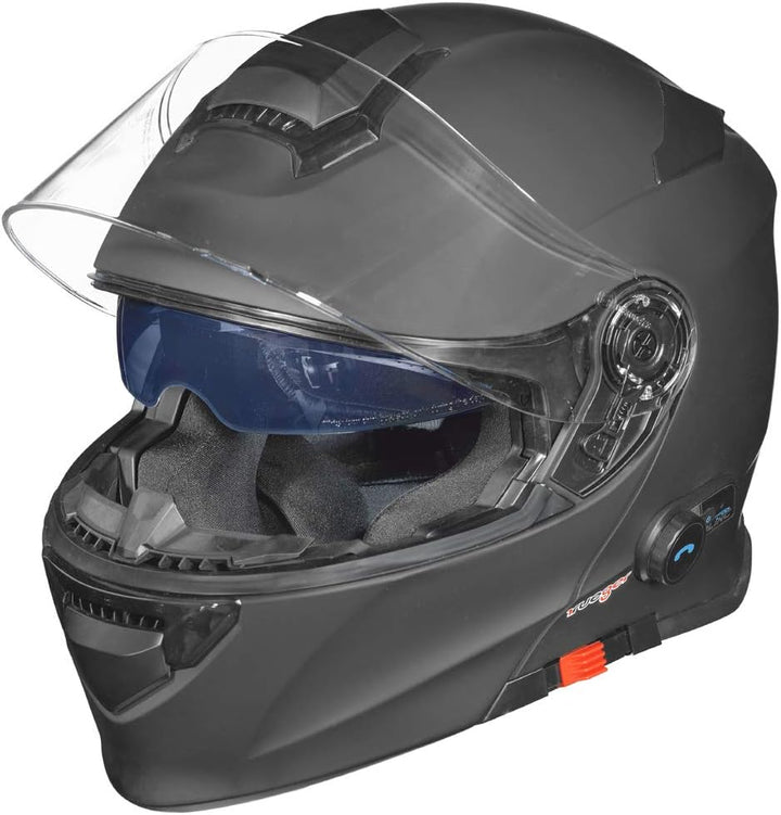 RS-983 Bluetooth Klapphelm Motorradhelm Conzept Motorrad Modular Helm rueger Schwarz Matt S (55-56),