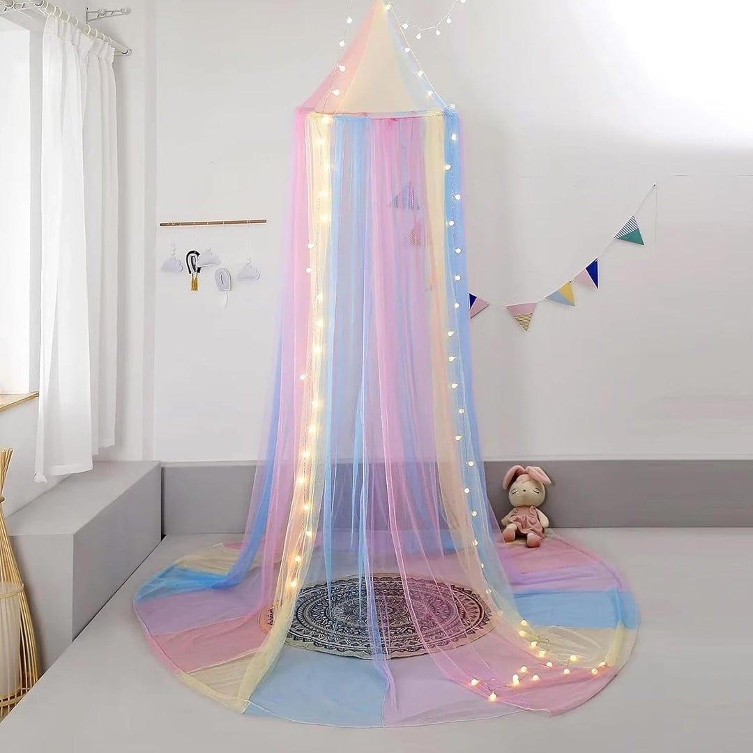 Moskitonetz Bett, Himmelbett Vorhänge, Betthimmel Mädchen, Regenbogen Baldachin für Doppel- und Einz