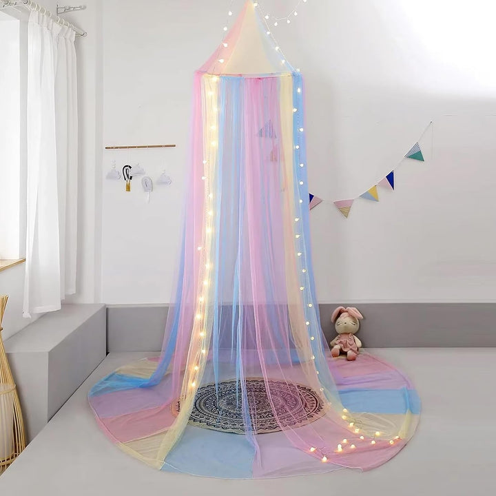 Moskitonetz Bett, Himmelbett Vorhänge, Betthimmel Mädchen, Regenbogen Baldachin für Doppel- und Einz