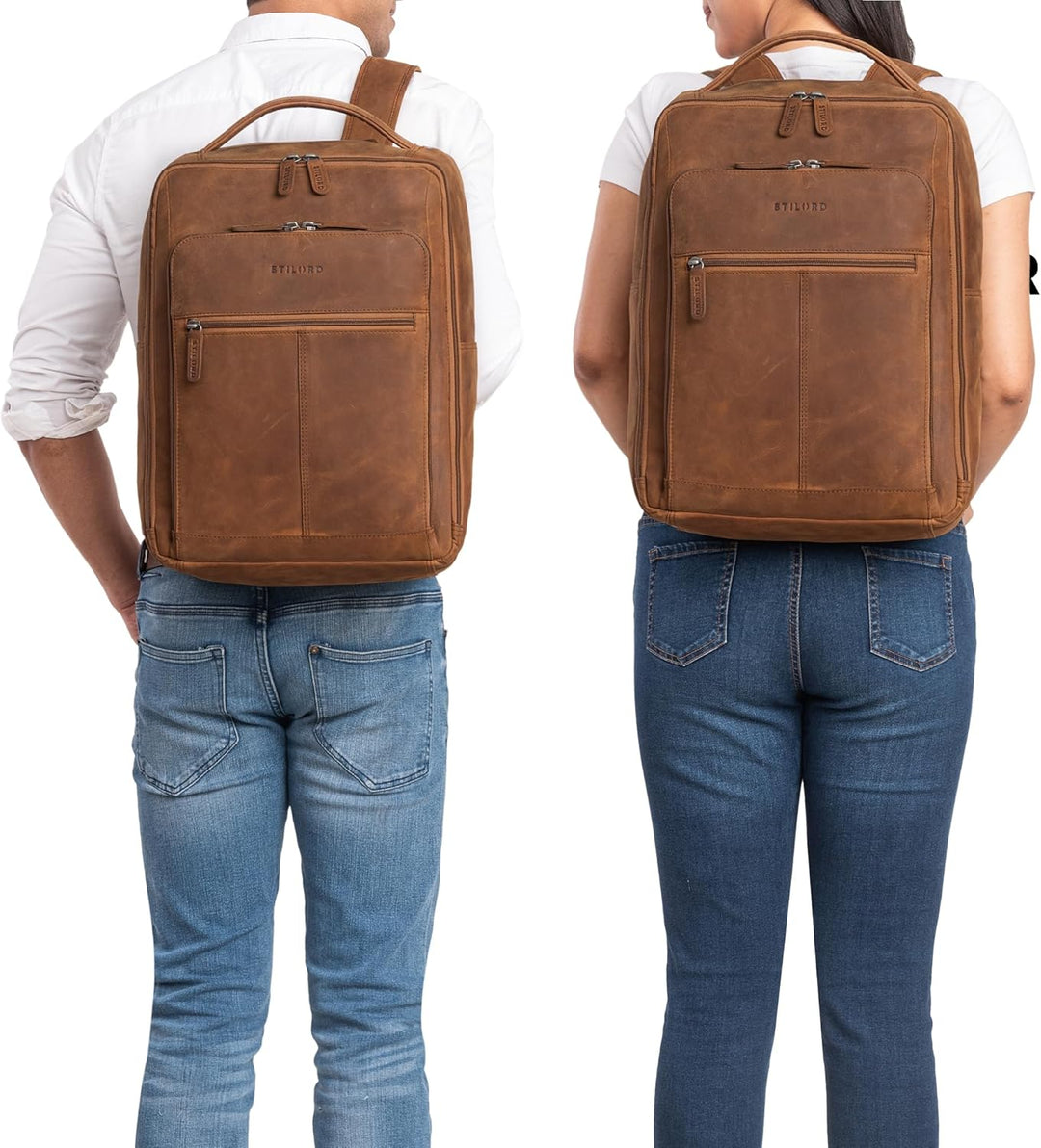 STILORD 'Gordon' Rucksack Leder Herren und Damen Messenger Rucksack Laptop 17 Zoll Lederrucksack Dam