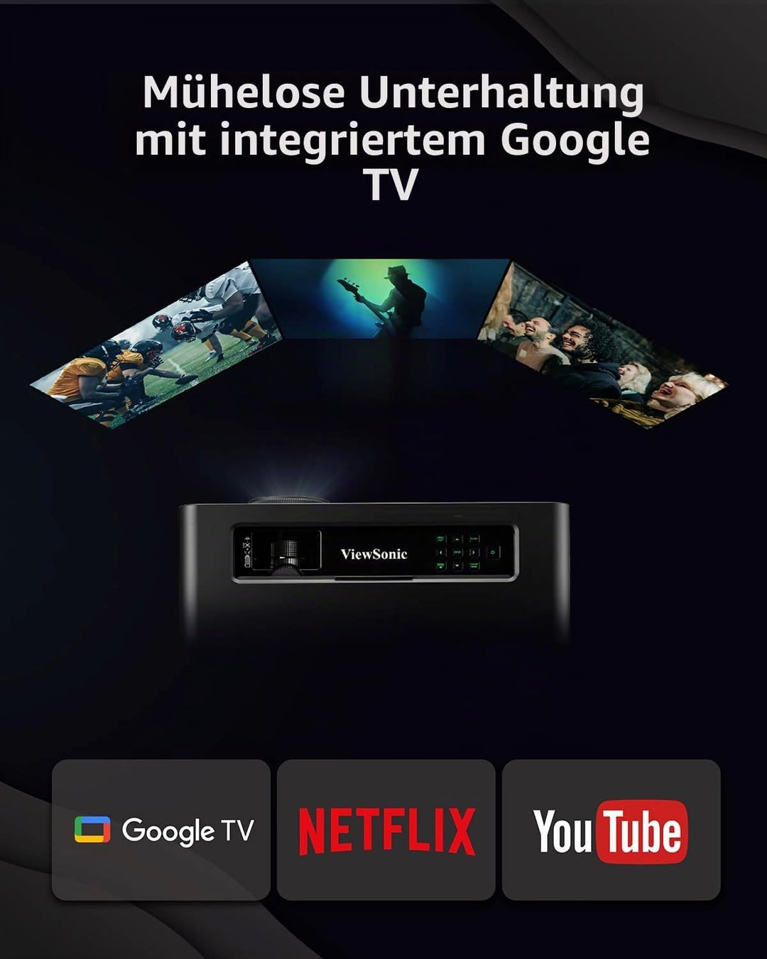 ViewSonic X2-4K Pro Echter 4K HDR Kurzdistanz Beamer mit Google TV, 2500 ANSI Lumen, 240 Hz, 4.2 ms