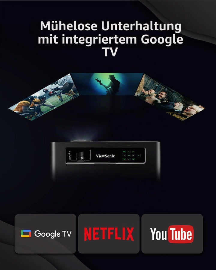 ViewSonic X2-4K Pro Echter 4K HDR Kurzdistanz Beamer mit Google TV, 2500 ANSI Lumen, 240 Hz, 4.2 ms