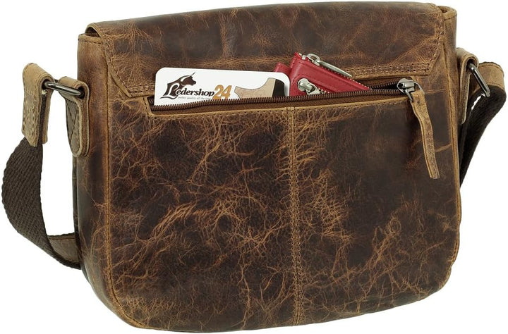 Geschenkset - Leder Damen Umhängetasche Schultertasche Messenger Tasche 25 cm Farbe braun