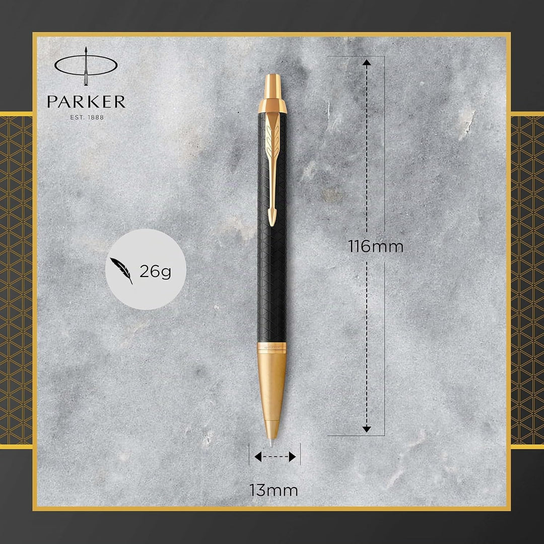 Parker IM Kugelschreiber , Premium Black , Mittlere Spitze , Blau , Geschenkbox Kugelschreiber Premi