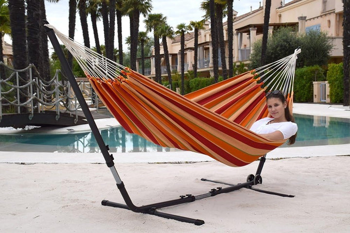Universal anthrazit Hängematten-Metallgestell bis 370 cm mit Lola Hängematte XL Jamaica Dolce Vita