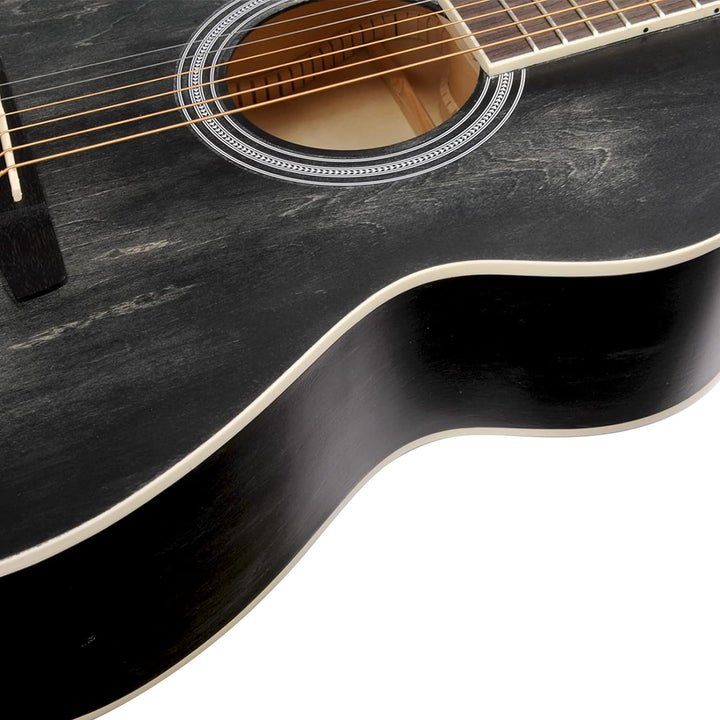 Winzz Linkshänder Gitarre Akustik, Westerngitarre für Erwachsene Kinder, Schwarz Gitarre Anfänger Se