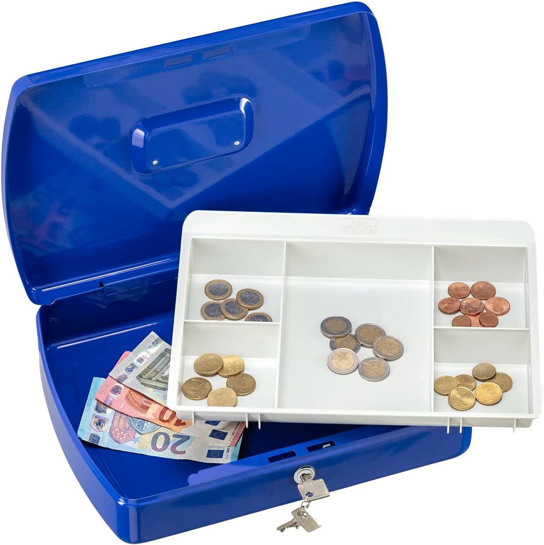 Burg-Wächter Geldkassette abschliessbar mit Schlüssel und Hartgeldeinsatz, Stahlblech, Office 2307,