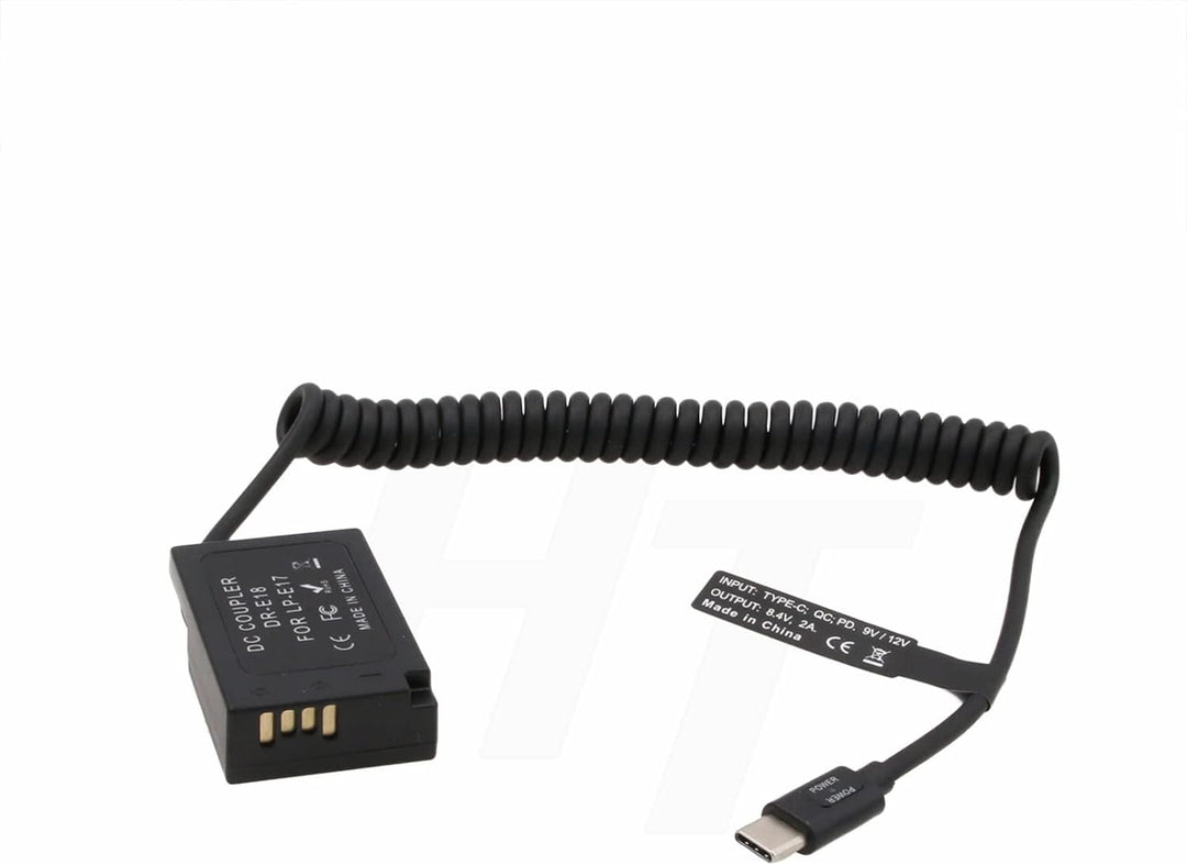 HangTon USB C auf LP-E17 Dummy Akku für Canon EOS R8 T6s T6i T7i 8000D X8i SL2 Kamera 9V/12V PD DR-E