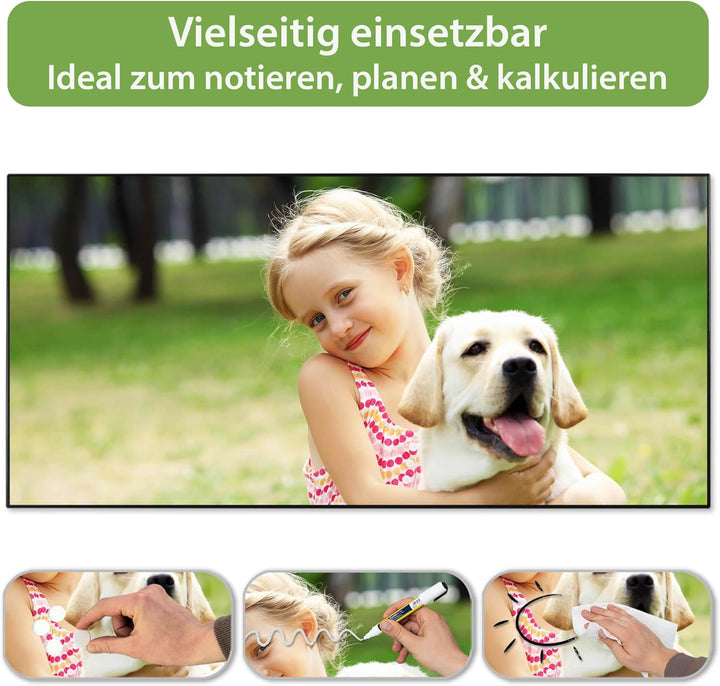 banjado Magnettafel schwarz 78 x 37cm / Magnetwand Metall/Magnetpinnwand als Memoboard/Pinnwand Magn