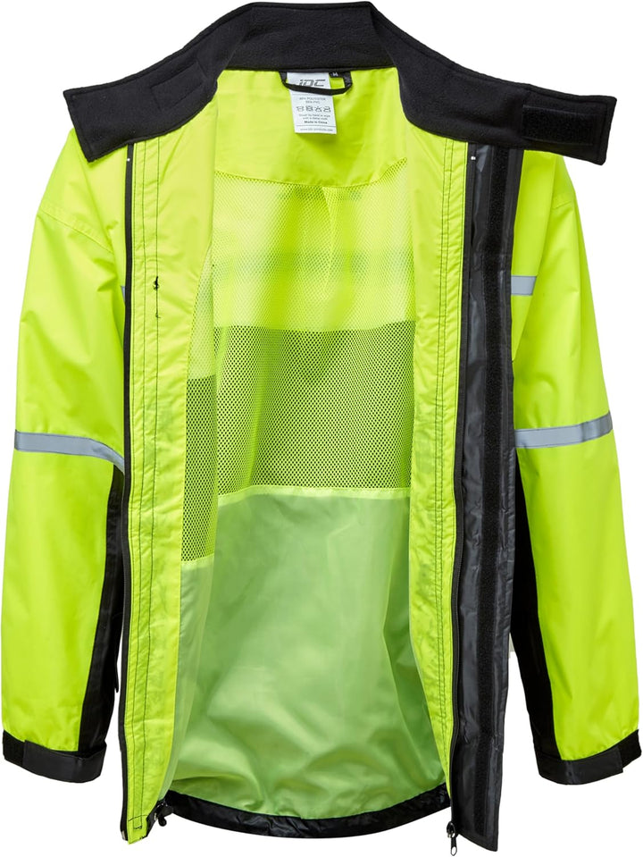 JDC Wasserdichte Motorrad-Regenüberzugsjacke Hohe Sichtbarkeit - SHIELD - Gelb/Schwarz - L L Gelb/Sc