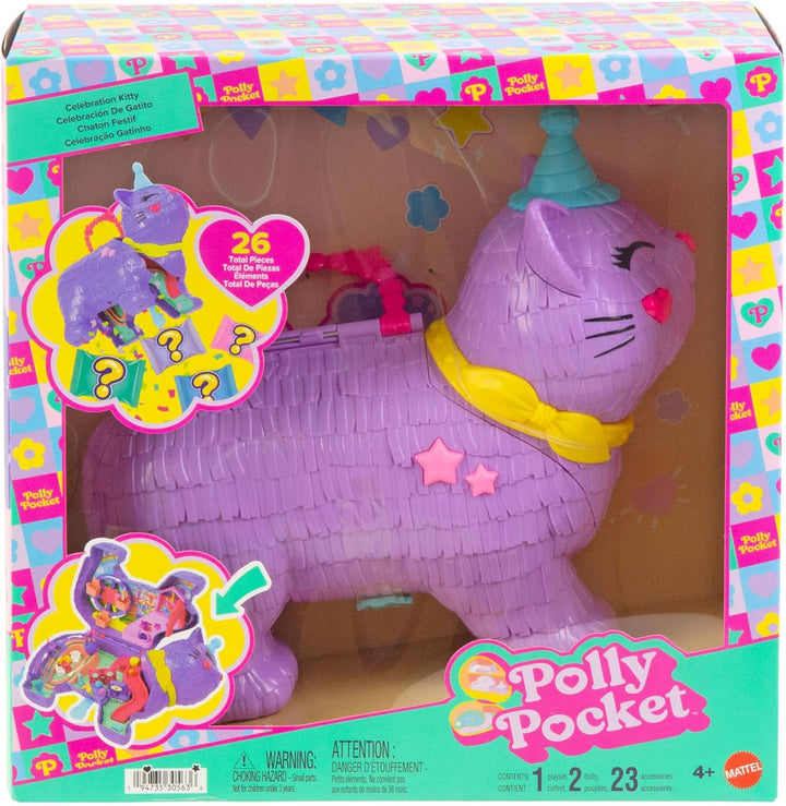 Polly Pocket Mikropuppen & Spielset mit 23 Überraschungs-Zubehörteilen, inklusive Tieren, Geburtstag